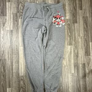 Disney Mickey and Friends Gray Holiday Joggers Pants Women’s M Goofy Minnie
